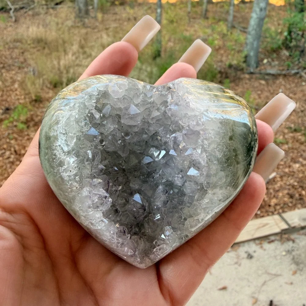 Green Agate Druzy Quartz Heart | Natural Crystal Druzy | Healing Crystal 0032 - Picture 7 of 10